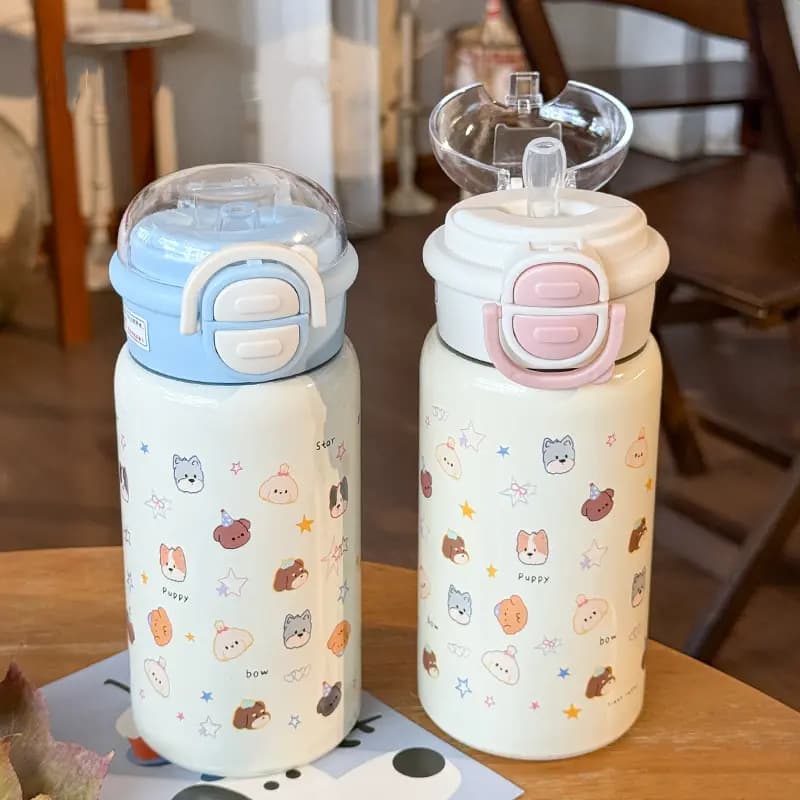 Stylish Insulated Water Bottle for Men Women Students Dual Drinking Straw Cup Kids 316 Stainless Steel Insulated Bottle Wholesale