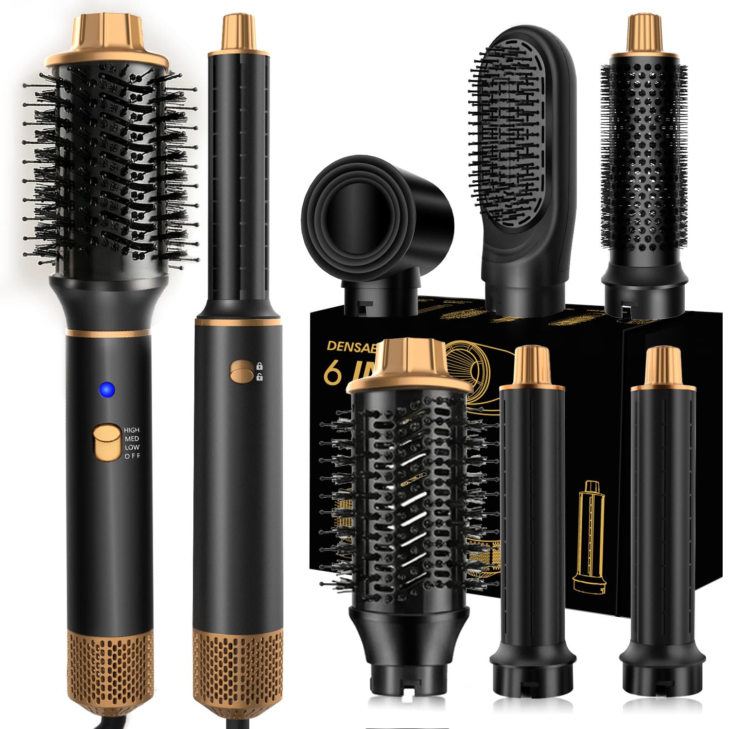 Source Factory 6-in-1 Hot Air Brush with EU UK US Certification Cross-border Hair Styling Tool