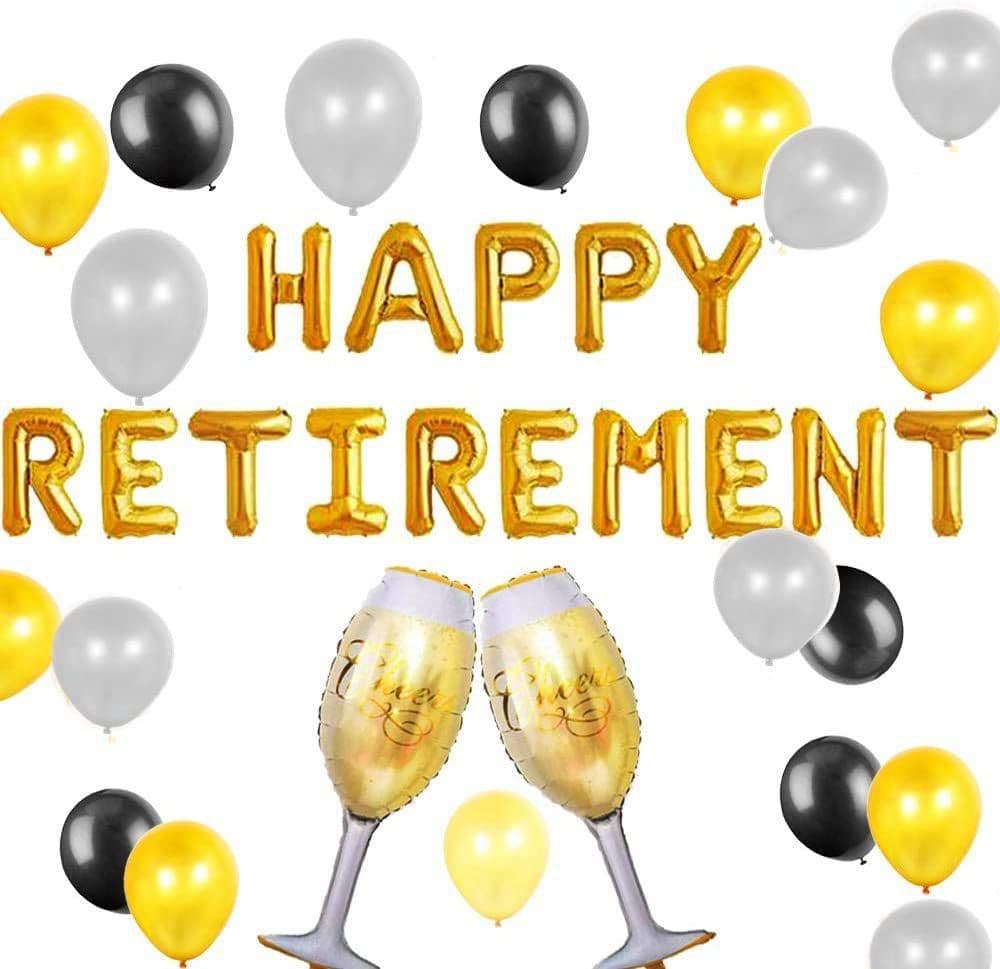 Happy Retirement Banner Balloons Party Decoration Set Happy Retirement Banner Balloons