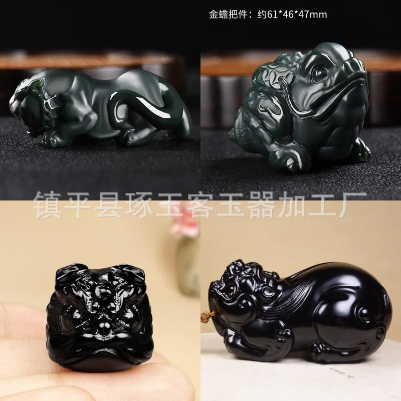 Xinjiang Hotan jade sapphire golden toad hand piece fine material tiger brave hand piece ink jade brave piece wholesale