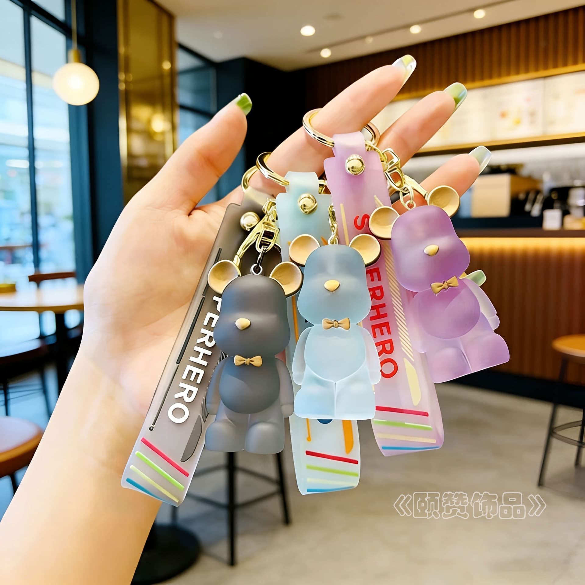 Cartoon Crystal Bear Keychain PVC Material Creative Couple Keychain Bag Pendant Spring Festival Gift Wholesale