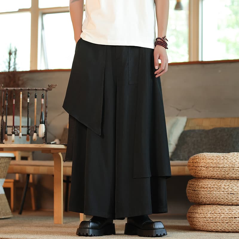 New Chinese-style National Trend Skirt Pants for Men, Summer Yohji Yamamoto Irregular Pants, High-End Rogue Dark Style Menswear