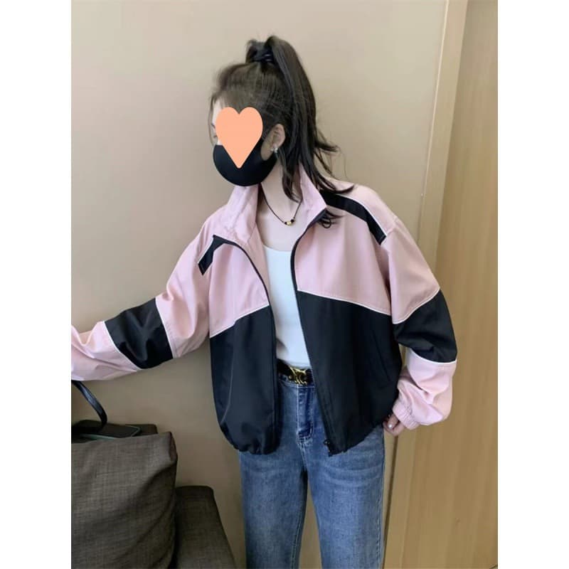 Short Sun Protection Jacket 2026 Summer New Korean Style Casual Versatile Loose Fit UV-Resistant Color-Block Baseball Top
