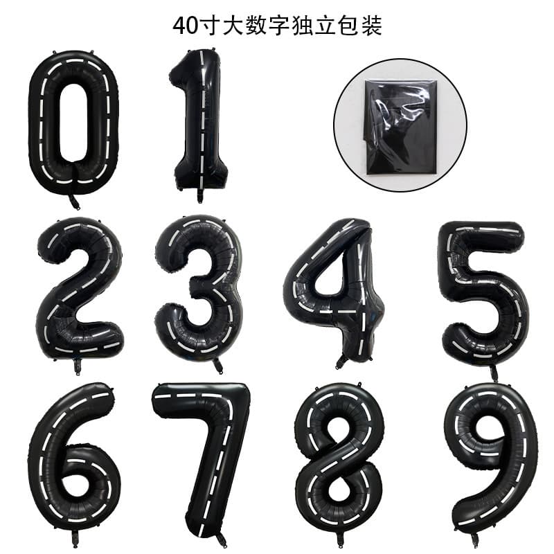 40-inch Black Line Foil Number Balloon for Birthday Party Decoration, Large Aluminum Film Number Balloon, Individually Packaged