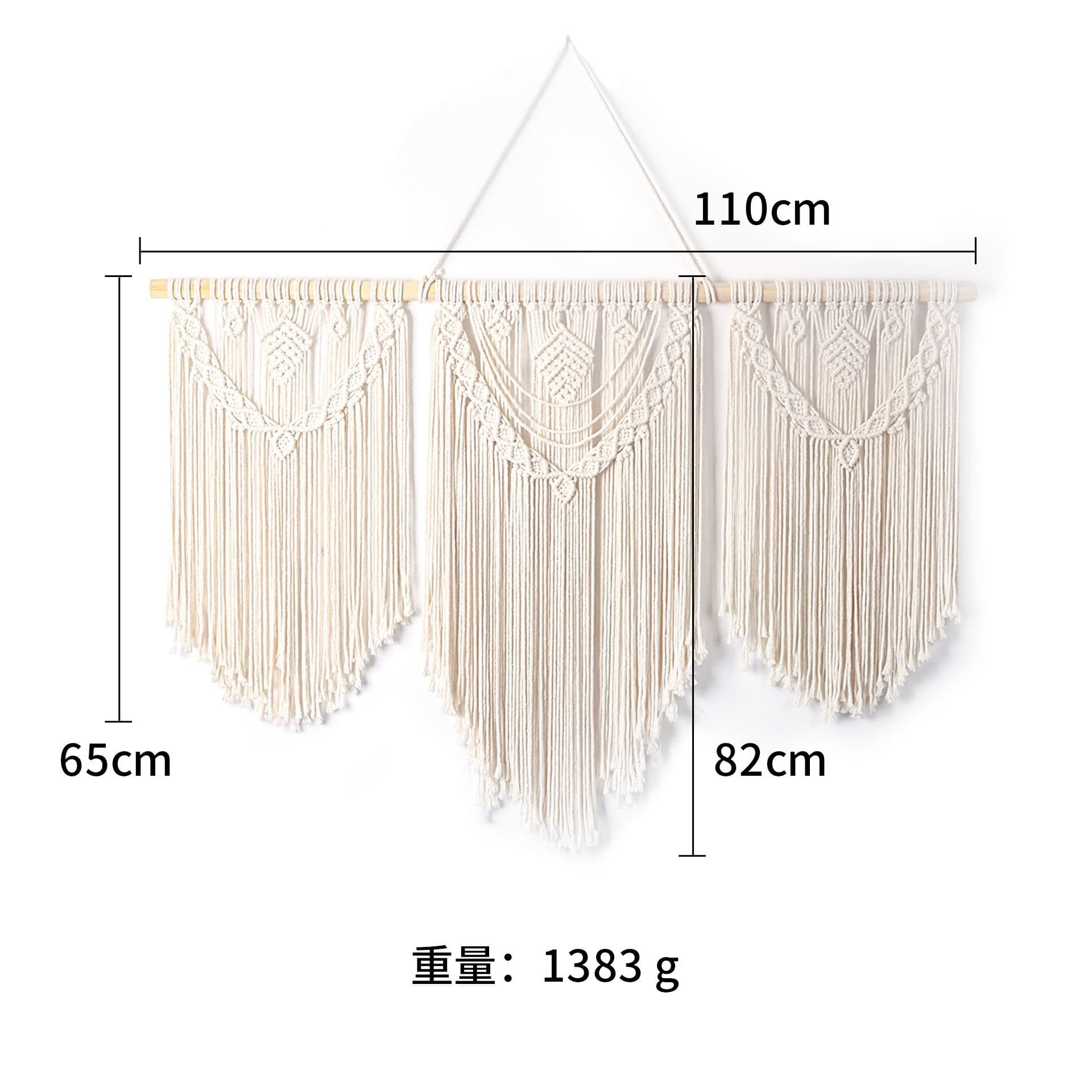 New Cross-Border Bohemian Tapestry Hanging Curtain Wall Decor Patchwork Three-Section Rod Tapestry Cotton Rope Woven Tassel Door Curtain