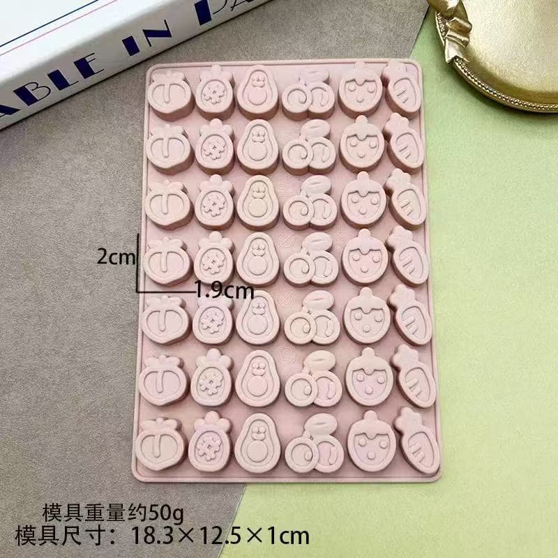 In Stock 42-Cavity Silicone Mold with 6 Different Fruit and Vegetable Shapes, Candy Chocolate Mold, Gummy, Cake Resin Mold