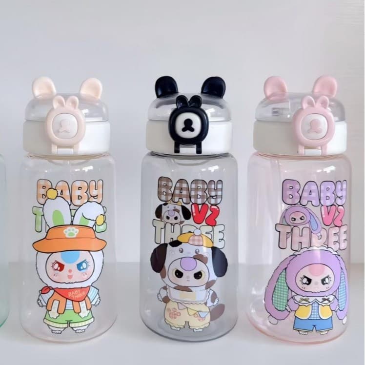 Large Capacity Portable Kids Water Bottle for School Summer Cartoon Anime Straw Big Belly Cup Heat Resistant
