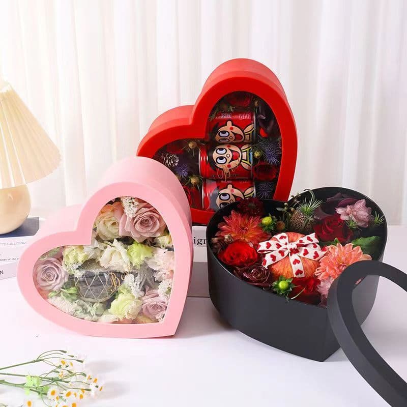 Love gift box Valentine's Day gift packaging box Flowers gift box Plastic crystal heart-shaped box Dragon Boat Festival