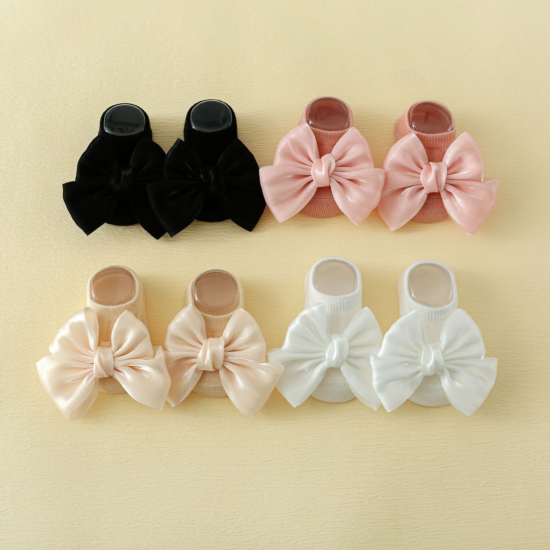 Baby Bow Anti-Slip Crawling Socks for Toddlers, Cartoon Boat Socks, Solid Color Infant Socks