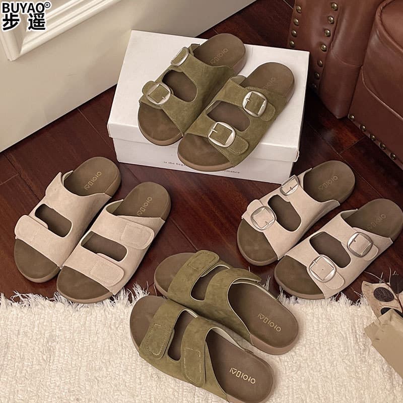 Leather Version In Stock Ultra-Soft Sole Birken Sandals Women's Summer Outdoor Non-Slip Comfortable Beach Flat Sandals