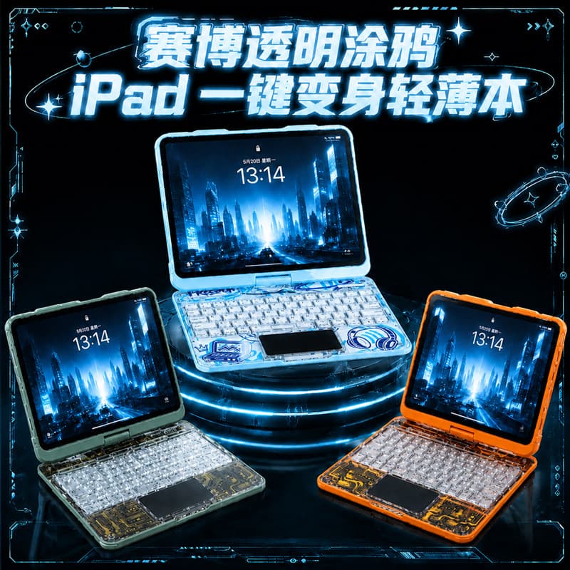 Transparent Rotating Keyboard Case for iPad Air 8 11-inch Magic Keyboard iPad A16