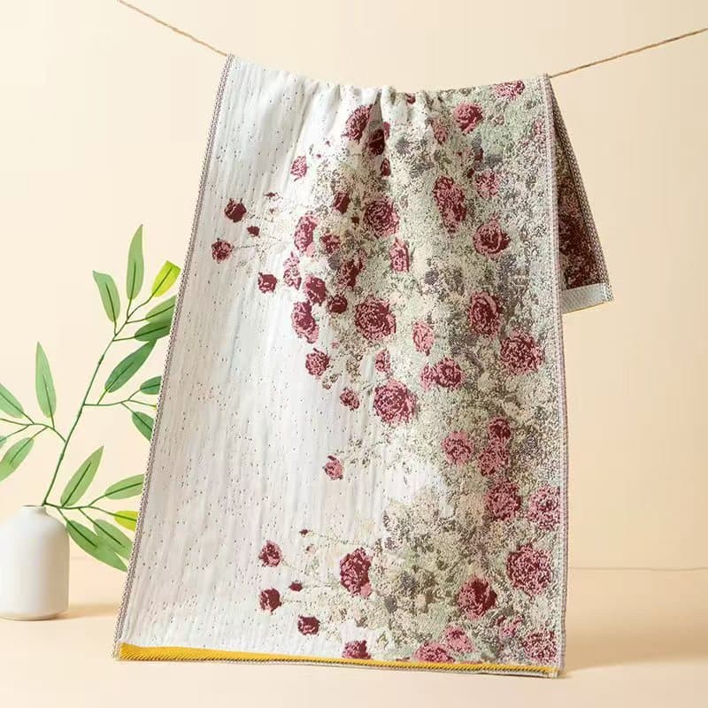 Cross-border new towel, 4-layer gauze jacquard hemp towel, logo orderable painted face towel, facial towel