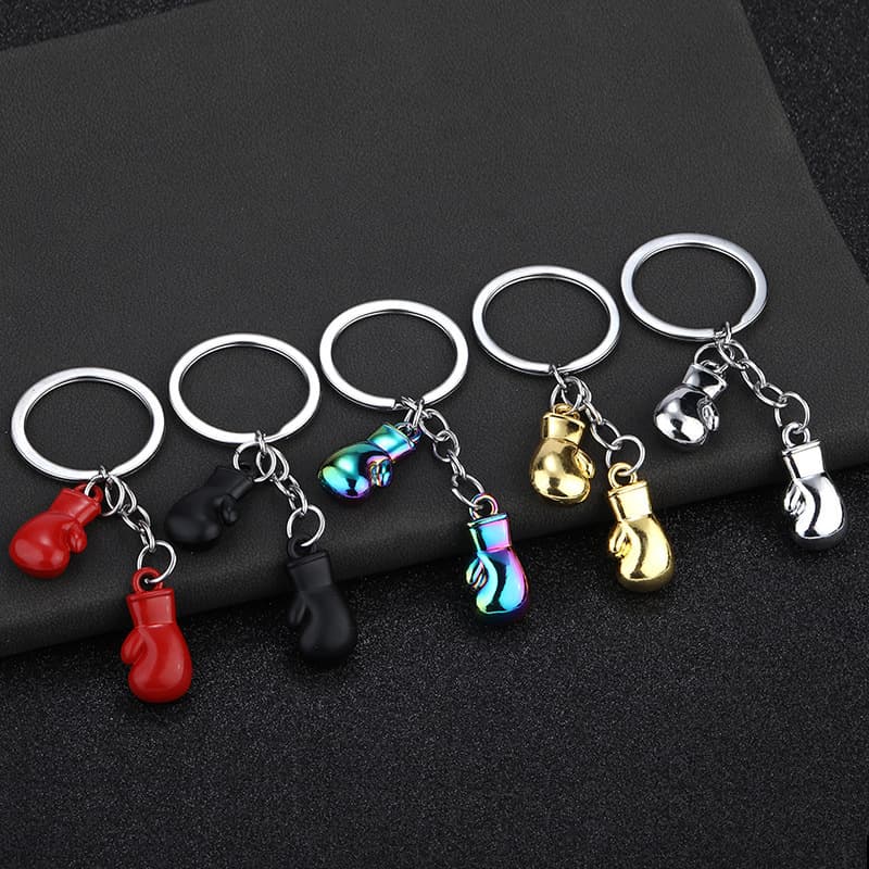 Creative boxing glove keychain, sports 3D metal fighting glove pendant, fitness club left and right gloves