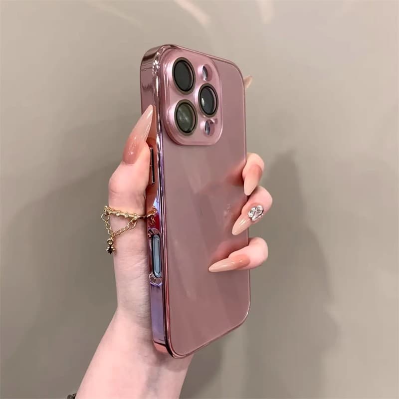 Premium Electroplated Glass Compatible with iPhone 17 Pro Max Ice-Feel Phone Case, Full Coverage Protective Cover for Apple 16 and 15
