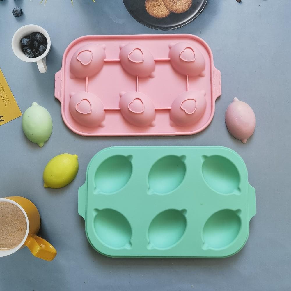 Silicone 6-Cavity Lemon Cake Mold Baking Cake Dessert DIY Jelly Aromatherapy Plaster Candle Mold