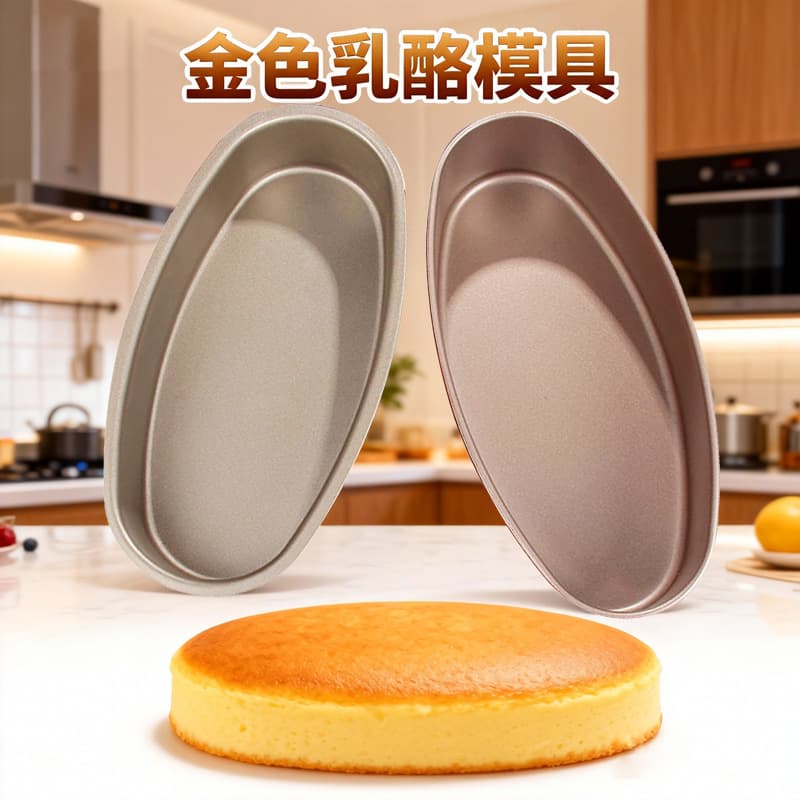 Light cheese mold golden non-stick carbon steel cheesecake mold oval egg-shaped baked cheese mold cross-border supply