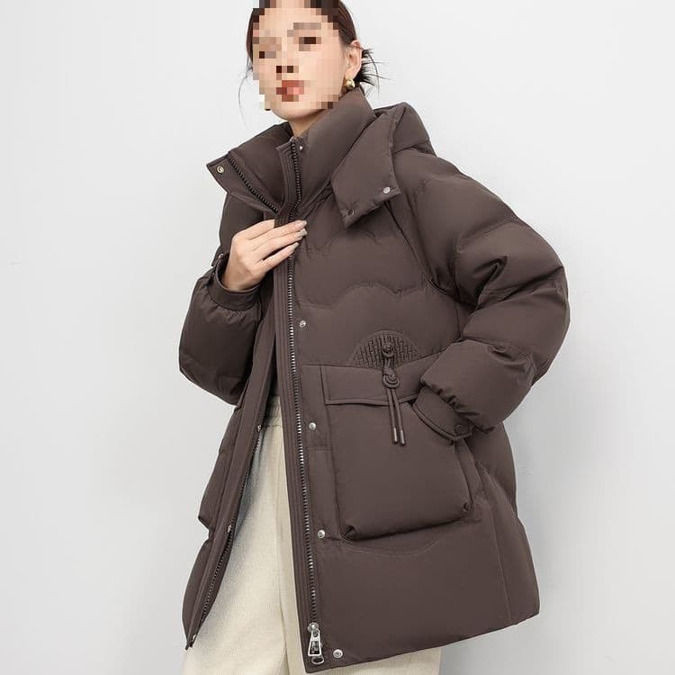 New Year's Style Down Cotton Coat for Women, Middle-Aged Mom's Wear, Thickened with Large Detachable Hood Pockets