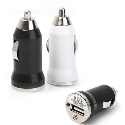 Mini Bullet Head USB Car Charger with IC Protection Cigarette Lighter Plug Mobile Phone Car Charger Universal Standard 5W 1000mA
