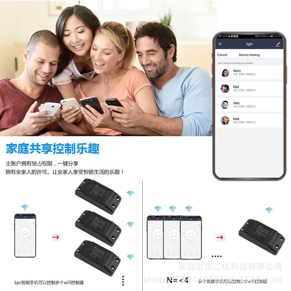 Home controller with WIFI + 433MHz graffiti app wireless switch, remote control, voice timer, smart controller