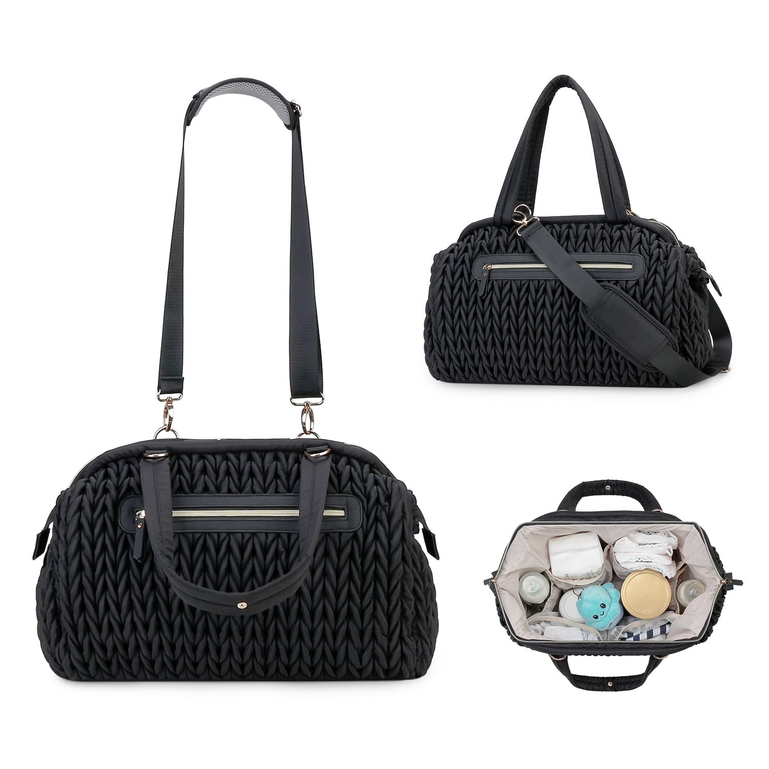 New Quilted Mommy Bag Stroller Bag Outing Handbag Crossbody Hospital Bag Large Capacity Multifunctional Maternity Baby Bag
