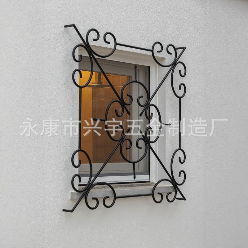 European-style window guard wrought iron security window, forged bent flower craftsmanship metal railing, factory direct shipping, best-selling for export
