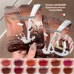 MAGIC CASA 12-Color Chocolate Capsule Lipstick Set Long-Lasting Non-Transfer Mini Matte Lipstick Cross-Border