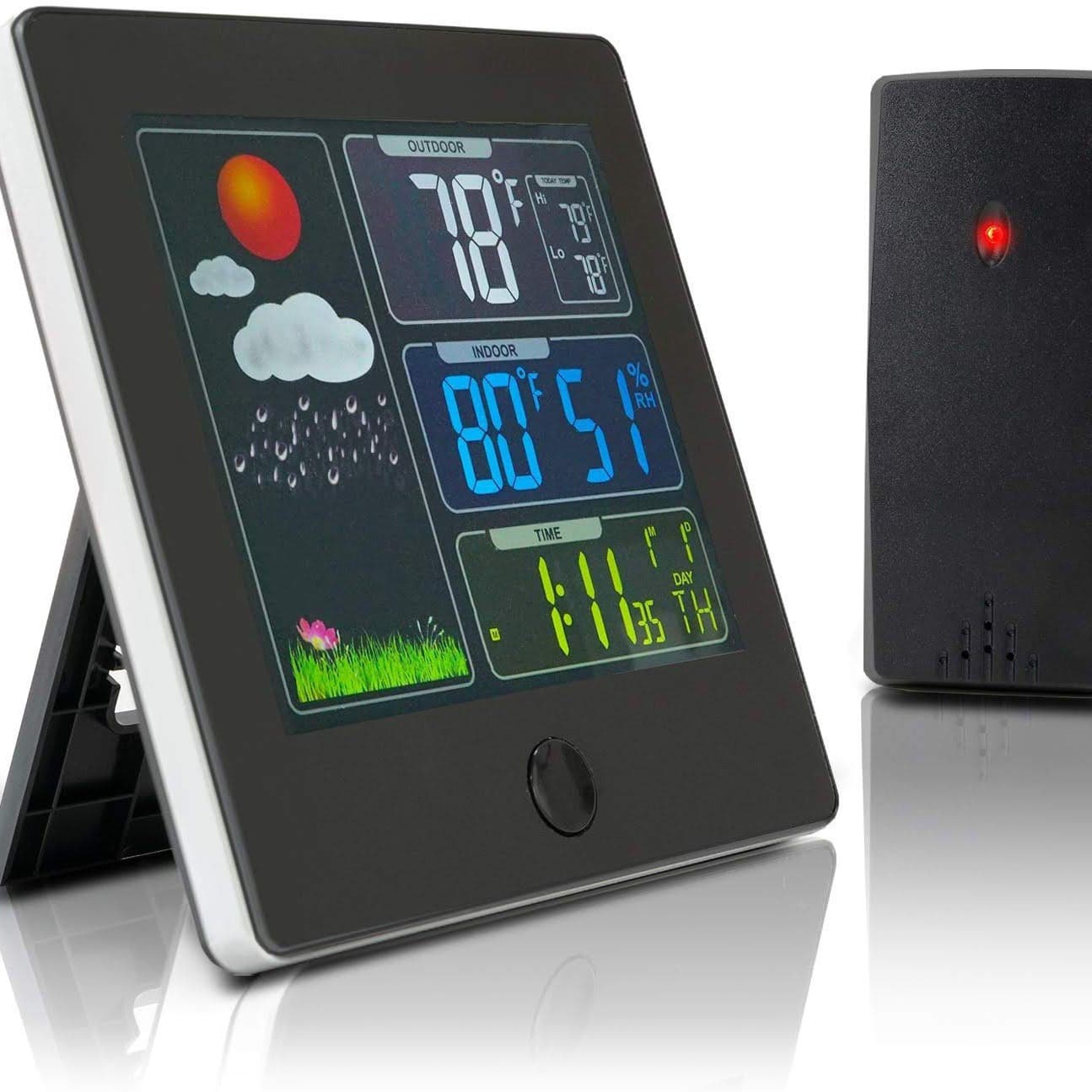 Color screen RF wireless weather clock, perpetual calendar, weather forecast clock, radio-controlled clock, multi-functional electronic alarm clock wholesale, smart