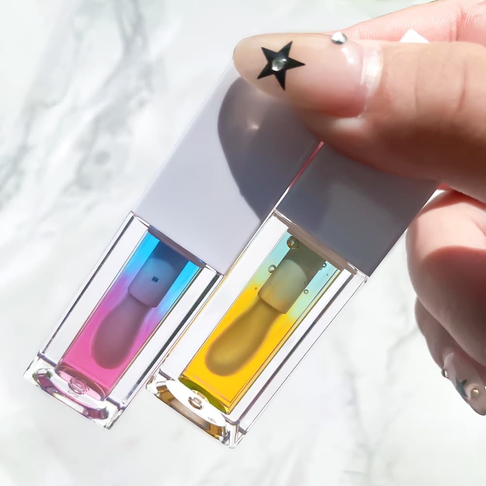 Cross-border Lip Oil New Upgrade Dual-Color Plant Fruit Lip Oil Lip Gloss No Logo Lip Gloss Lip Balm Custom