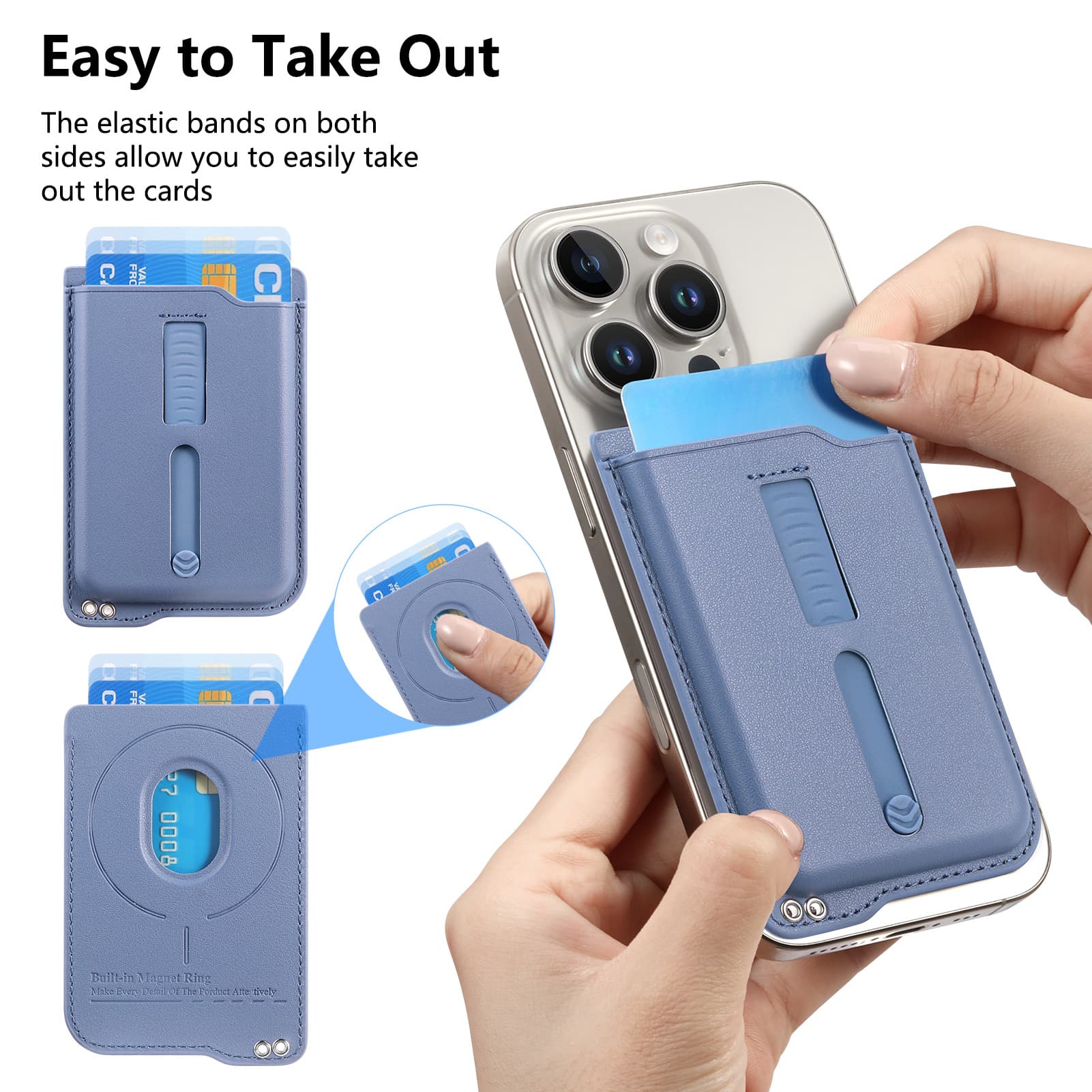 New Hidden Elastic Retractable Wrist Strap Compatible with iPhone 17 Strong Magnetic Magsafe Card Holder iPhone 16 Card Case