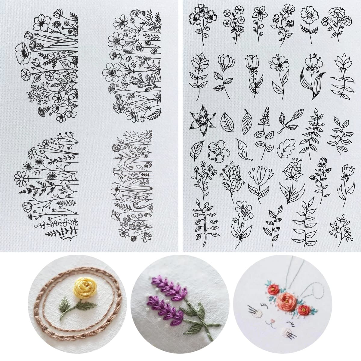 Embroidery Pattern Sample Paper Water-Soluble Paper Embroidery Pattern with Image Water-Soluble Sticker Embroidery Self-adhesive Fabric Patch