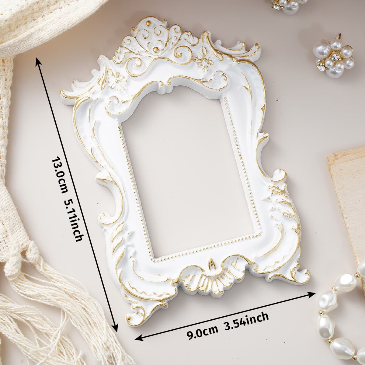 Decorative Frame White Gold Black Gold Edge Photography Props Vintage Accessories Nordic Ins Style Shooting Props