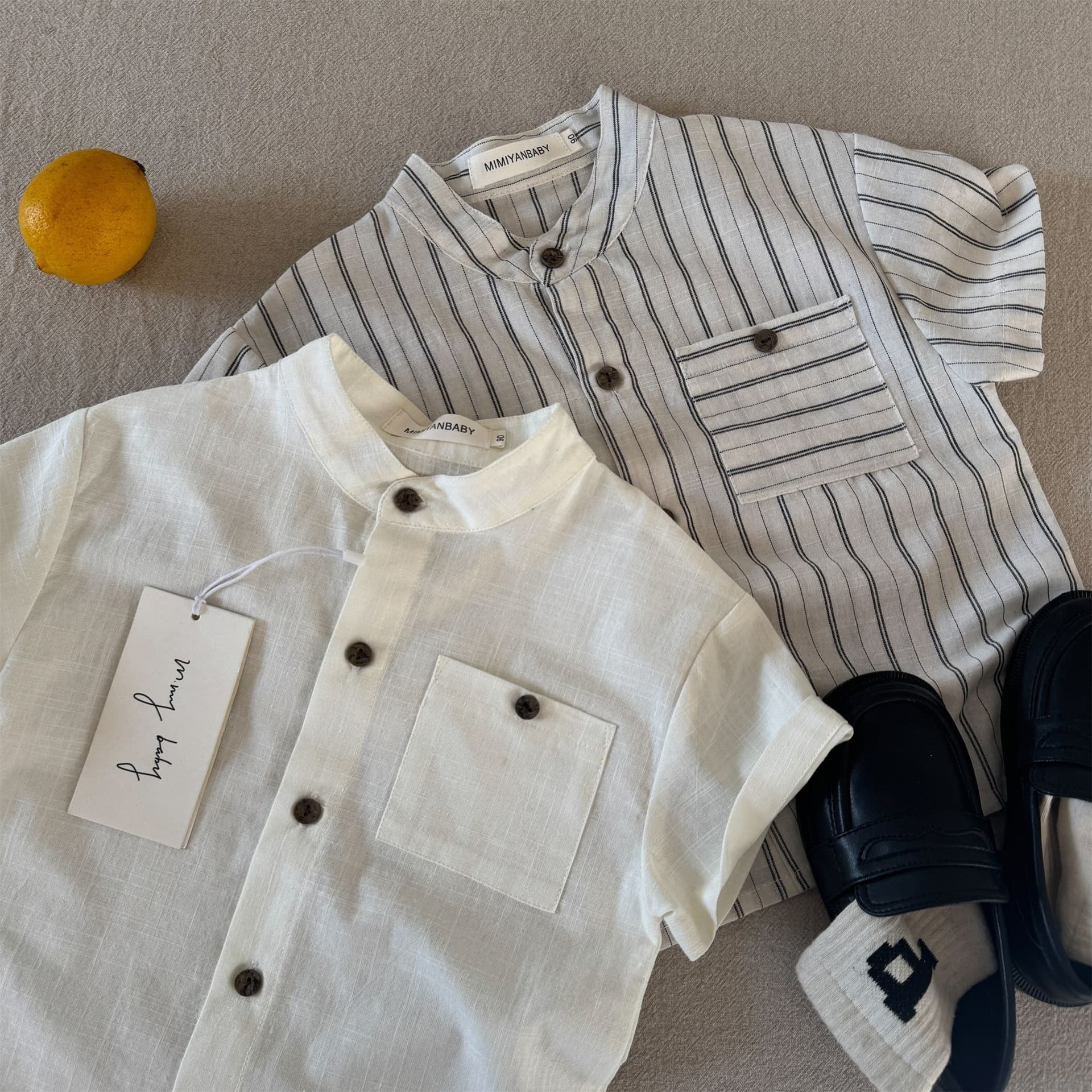 Children's Shirt 2026 Summer Boys Girls Japanese Street Style Striped Shirt Baby Toddler Trendy Short Sleeve Top