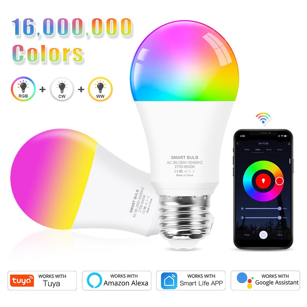 Tuya Graffiti WiFi Smart Light Bulb E27 RGB LED Dimmable Warm White Night Light Zigbee Home Automation Smart Lighting