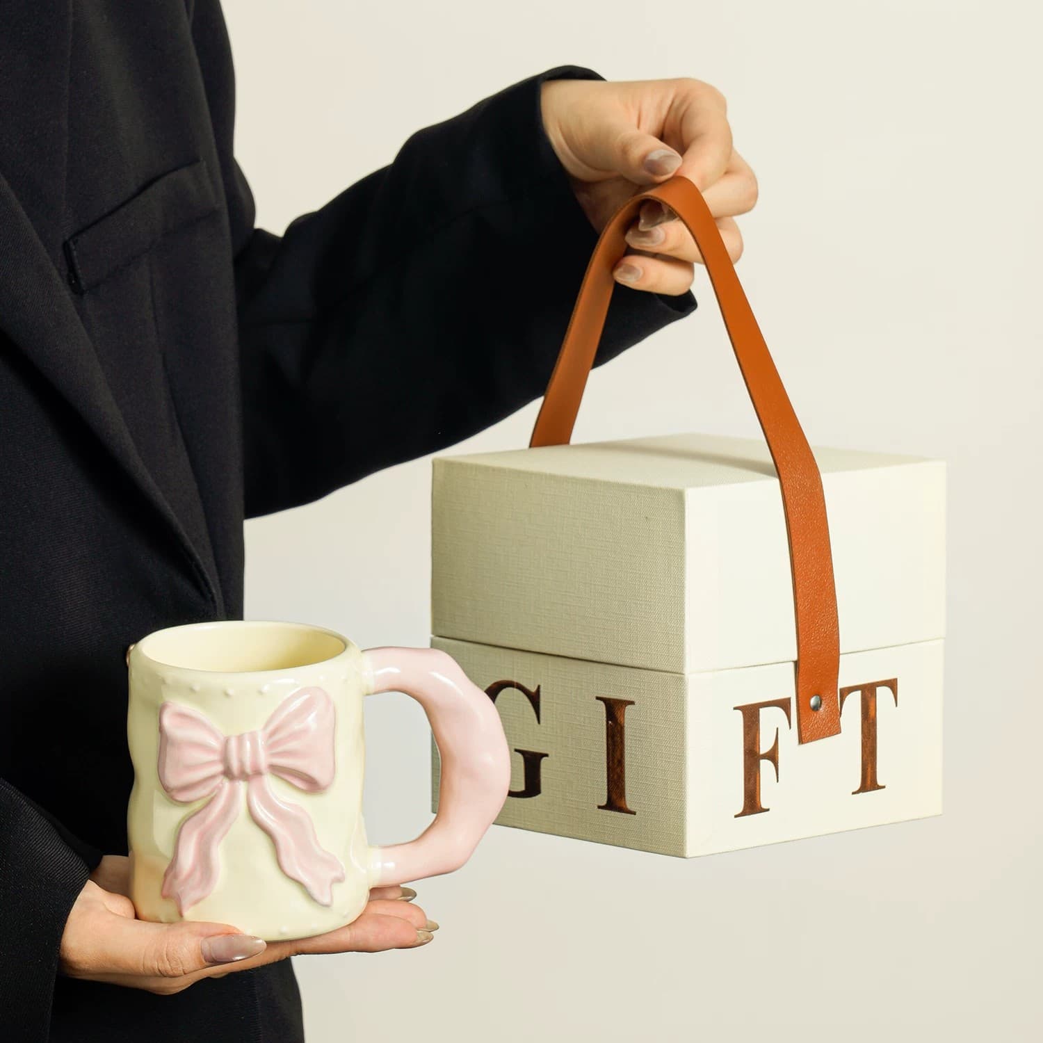 Bow-tie cup for girls, good-looking ins Feng Shui cup gift box, souvenir for teachers, Teacher’s Day gift