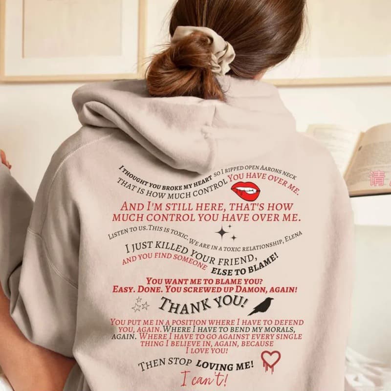 Vampire Diaries Hoodie Retro TV Show Sweatshirt Aesthetic