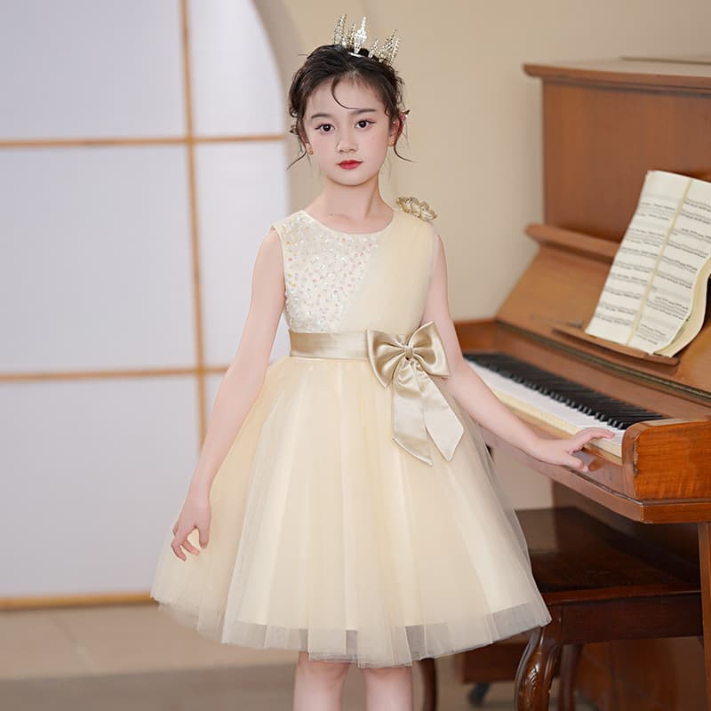 Cross-border children's dress summer new children's clothing western style little girl mesh princess dress piano host performance clothing