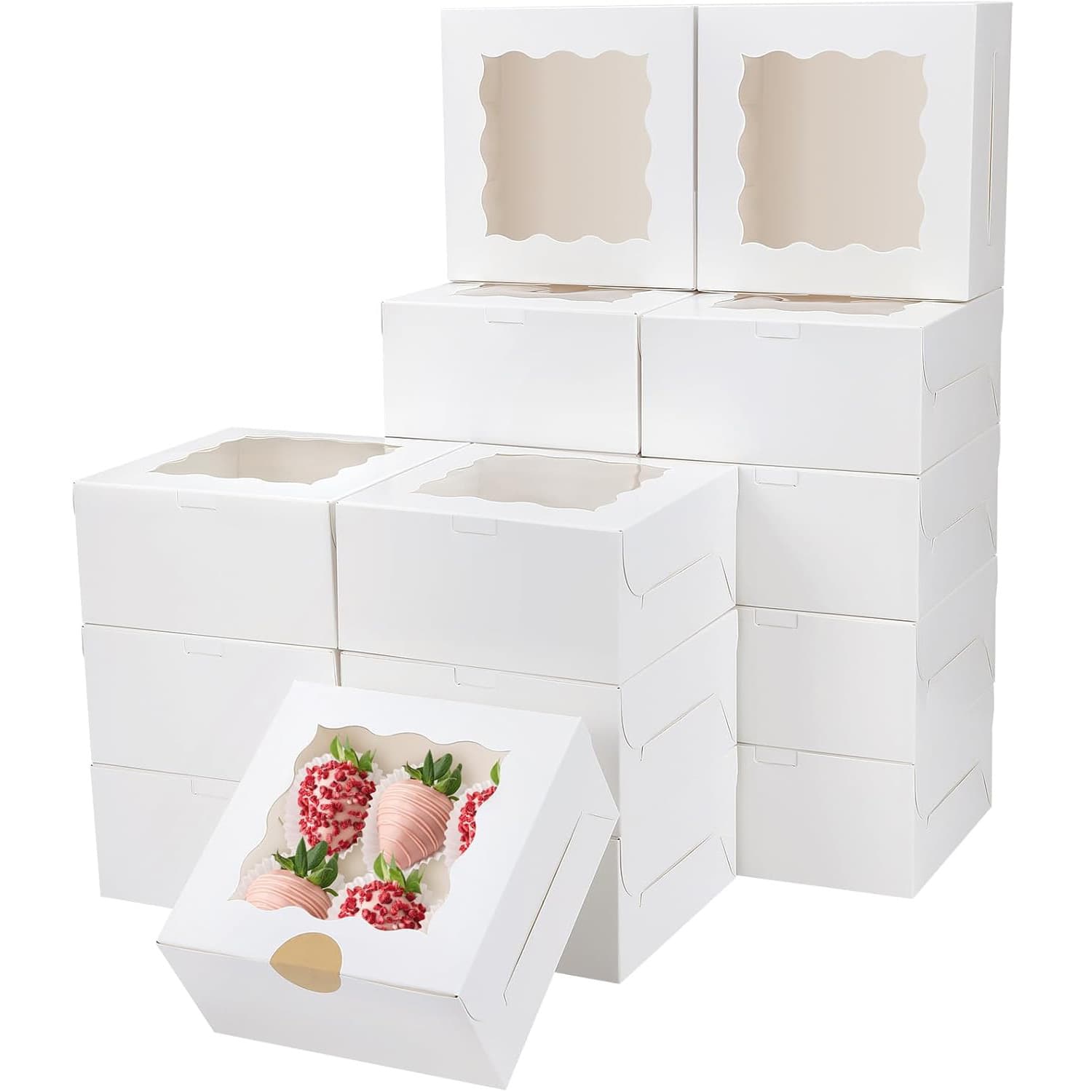 Cross-Border Kraft Paper Baking Large Wave Window Cake Muffin Packaging Box Home Pastry Box Wholesale Price Custom Size