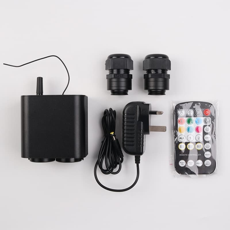 20W Voice-Controlled Dual-Head Light Source Machine, 12V Car-Mounted Seven-Color Fiber Optic Light Source Controller, Car Starry Sky Headlight