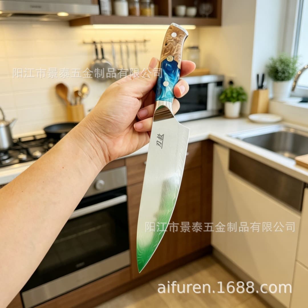 New Damascus Steel Knife Cross-border 8-inch Chef Knife Utility Knife Meat Knife Kitchen Knife Western Knife Japanese Knife