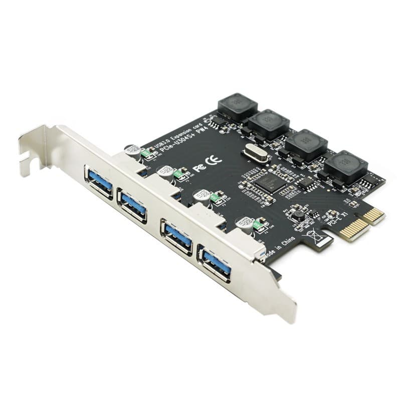 Desktop Computer USB 3.0 Expansion Card Four-Port PCI-E to USB 3.0 Adapter Card No Power Required