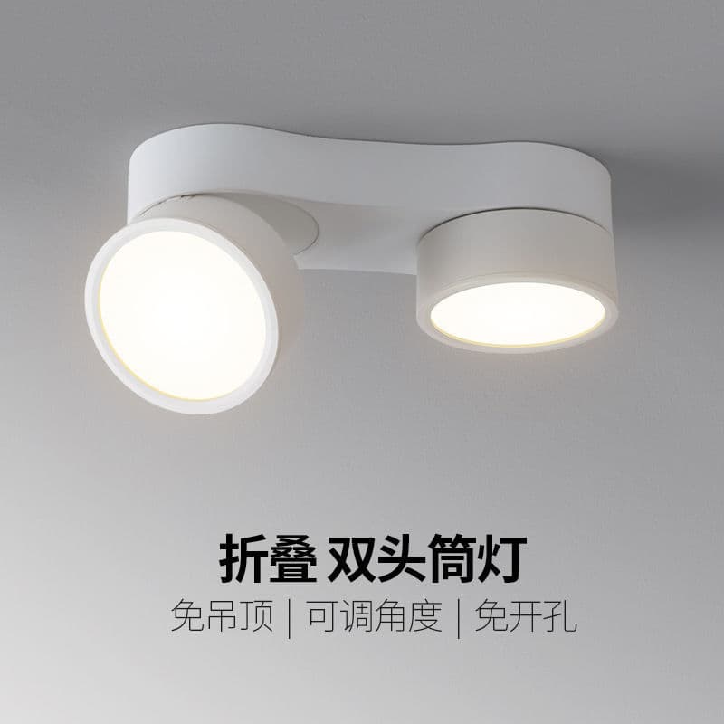 Adjustable Angle LED Double-Head Surface-Mounted Spotlights, No Drilling Required, for Main-Light-Free Illumination