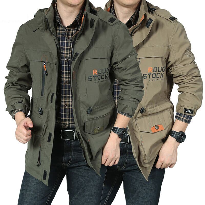 Factory Direct Autumn Winter Outdoor Casual Windbreaker Middle-Aged Jacket Large Size Mid-Length Waterproof Breathable Men's Coat