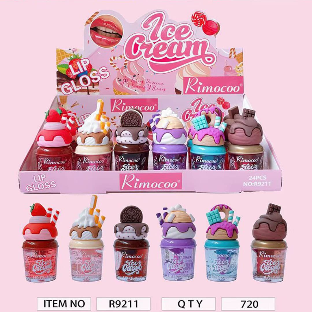 Cross-border Fruit Ice Cream Lip Gloss Lipstick Water Large Brush Head Lip Gloss Lip Stain Lip Oil Lip Gloss