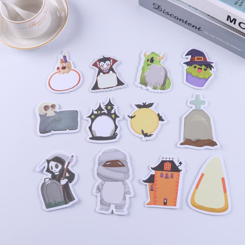 Cartoon Die-Cut Halloween Sticky Notes, Minimalist Office Memo Pads, Creative Cute Repositionable Combination Notes