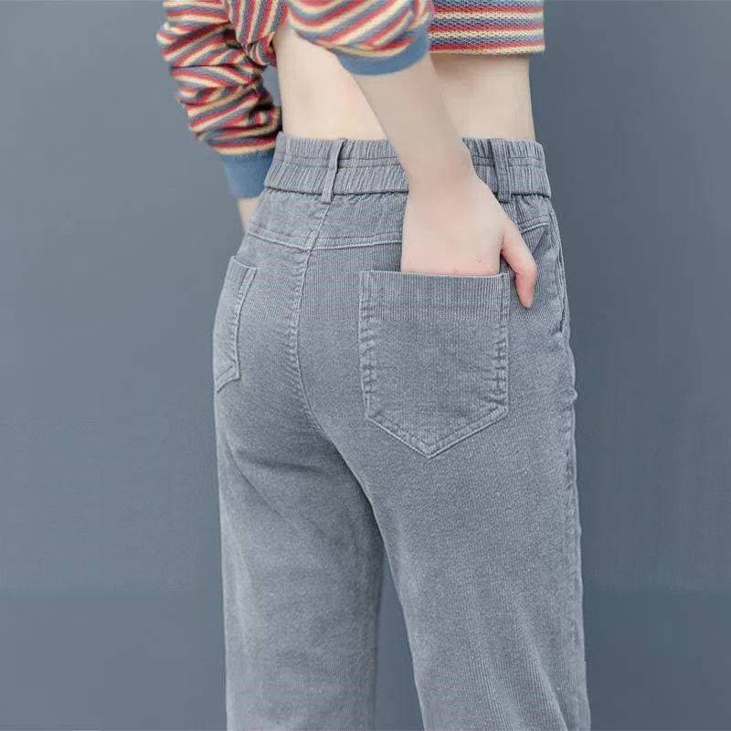 2026 Autumn/Winter New Corduroy Women's Pants High-Waist Slim Fit Tapered Harem Pants Fashion Casual Straight Leg Pants Trendy