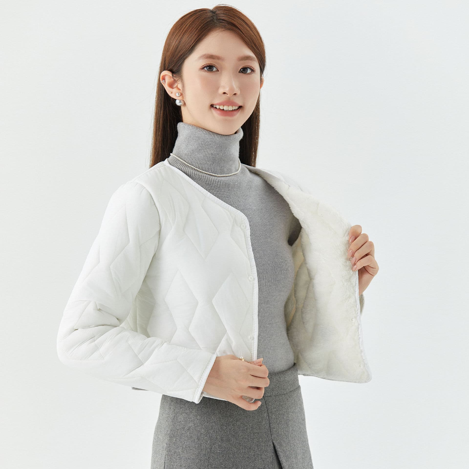 Winter Women's Lambswool Cotton Coat Fashionable Cotton Jacket Short Padded Warm Lining Women's 8225