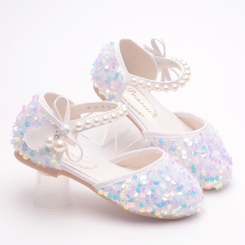 Princess Crystal Shoes Soft Sole Children's Footwear Spring Autumn Girls' Low Heel Dress Pumps Comfortable Breathable