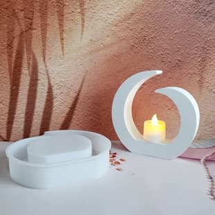 S1946 Geometric Candle Holder Decorative Cement Plaster Mold DIY Silicone Mold