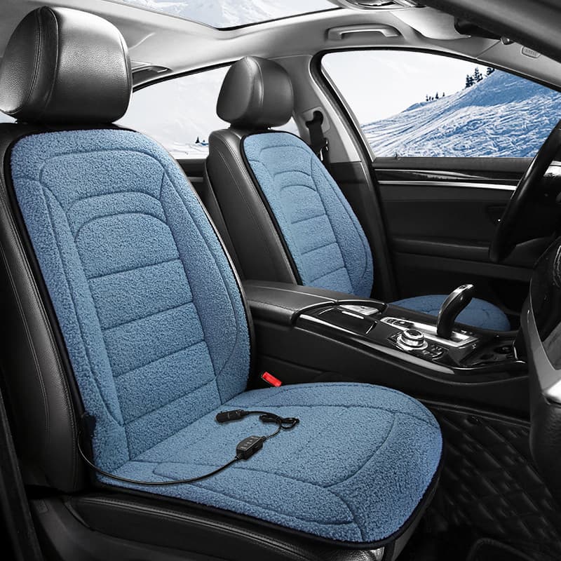 Universal 12V/24V fast-heating winter car heated seat cushion with plush cover