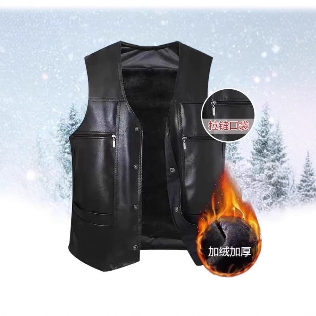 Autumn Winter Style Middle-Aged & Elderly Thickened Warm Vest Casual Vest Elderly Fleece-Lined Cold-Resistant Dad's Vest Jacket